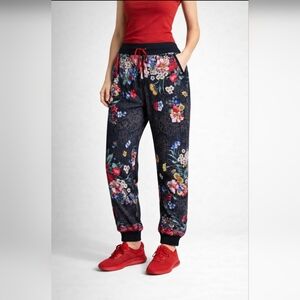 Johnny Was Floral Jogger Pants Cotton Stretch Drawstring Waist Size L NWT